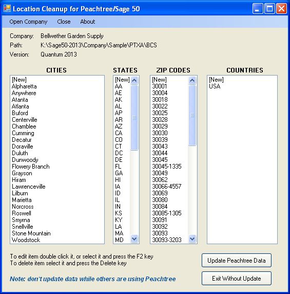 Location Cleanup Utility for Sage 50/Peachtree